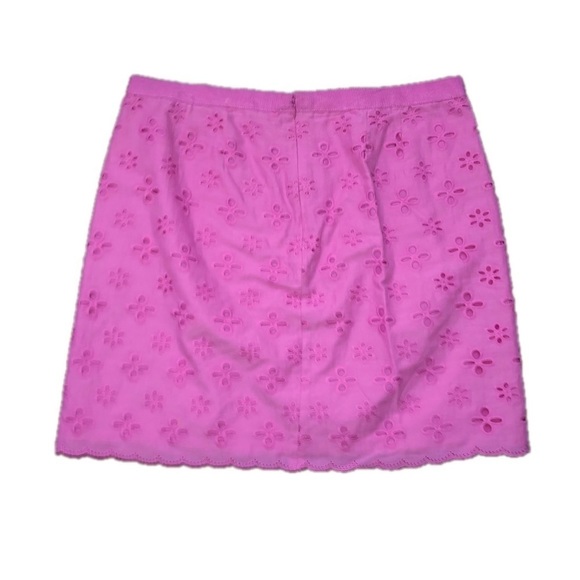 LOFT Floral Eyelet Ribbon Waist Scallop Hem Skirt - Picture 4 of 7